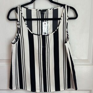 NEW THEORY Black White Striped Zelia Playfully Matte sleeveless Top size Medium